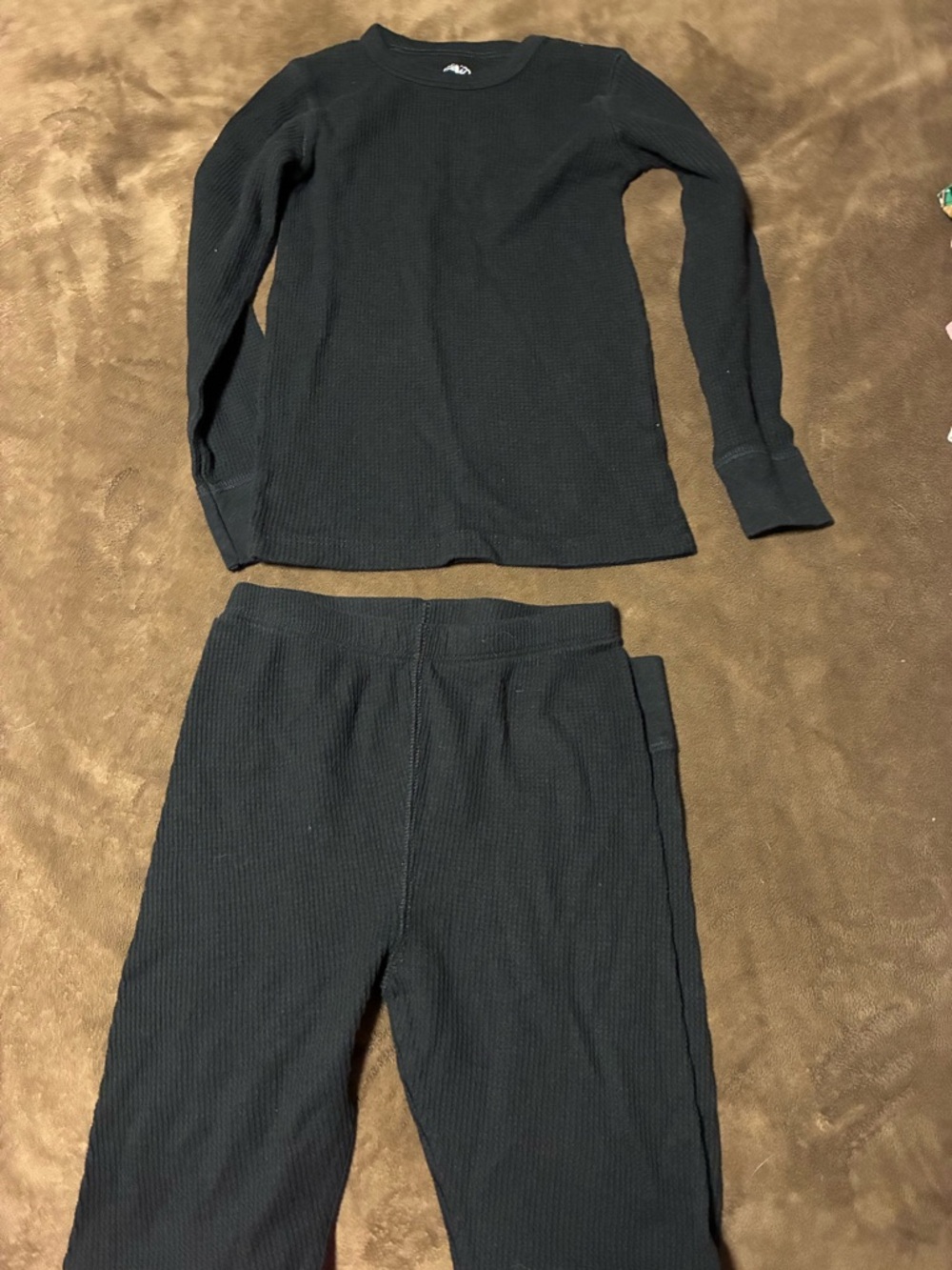 Black Ribbed Thermal Top and Leggings Set boys size 8